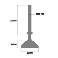 30-M10D60-1 MODULAR SOLUTIONS PLASTIC FOOT<BR>60MM PAD, M10 THREAD W/ JAM NUT